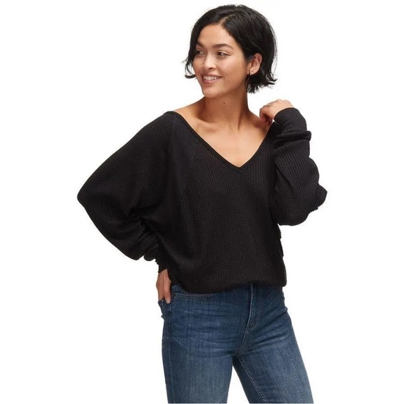 Free People Santa  Clara Thermal Top, Black. - Picture 2 of 6